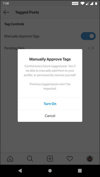 Instagram Settings: Manually Approved Tags