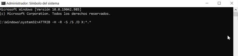 ATTRIB command prompt