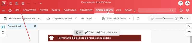 Soda PDF Online Save Form