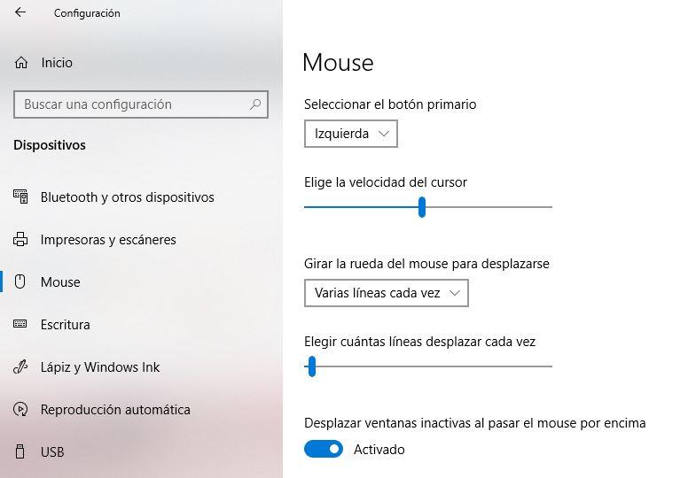 Windows mouse configuration