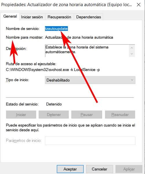 Windows service name