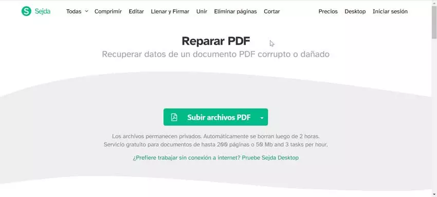 Sejda repair PDF