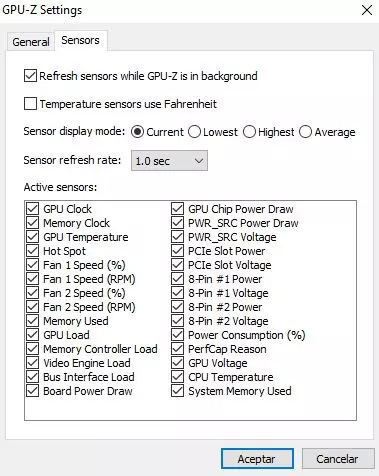 GPU-Z sensors