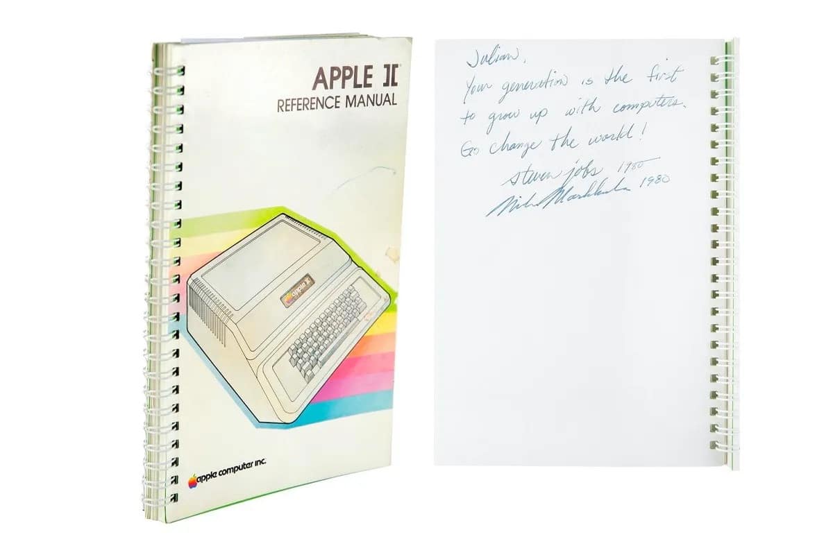 Apple II manual signed by Steve Jobs