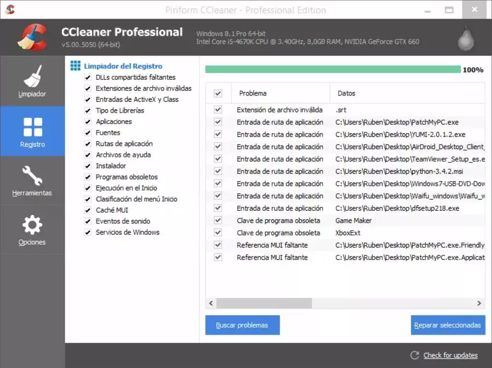 CCleaner clean registry