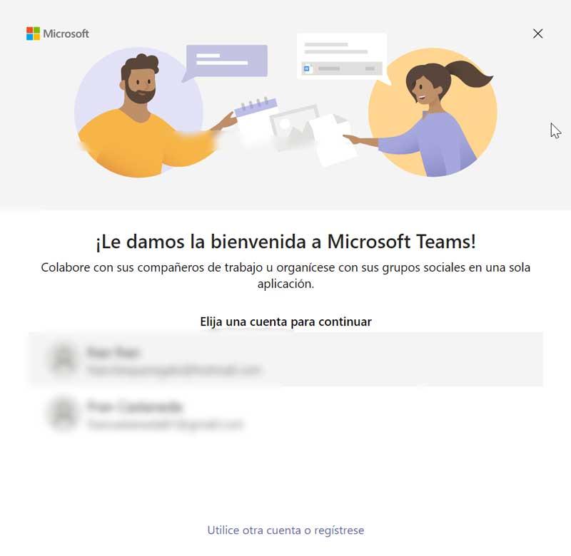 Microsoft Teams choose account