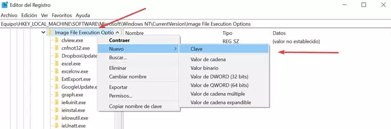 Image File Execution Options new and key