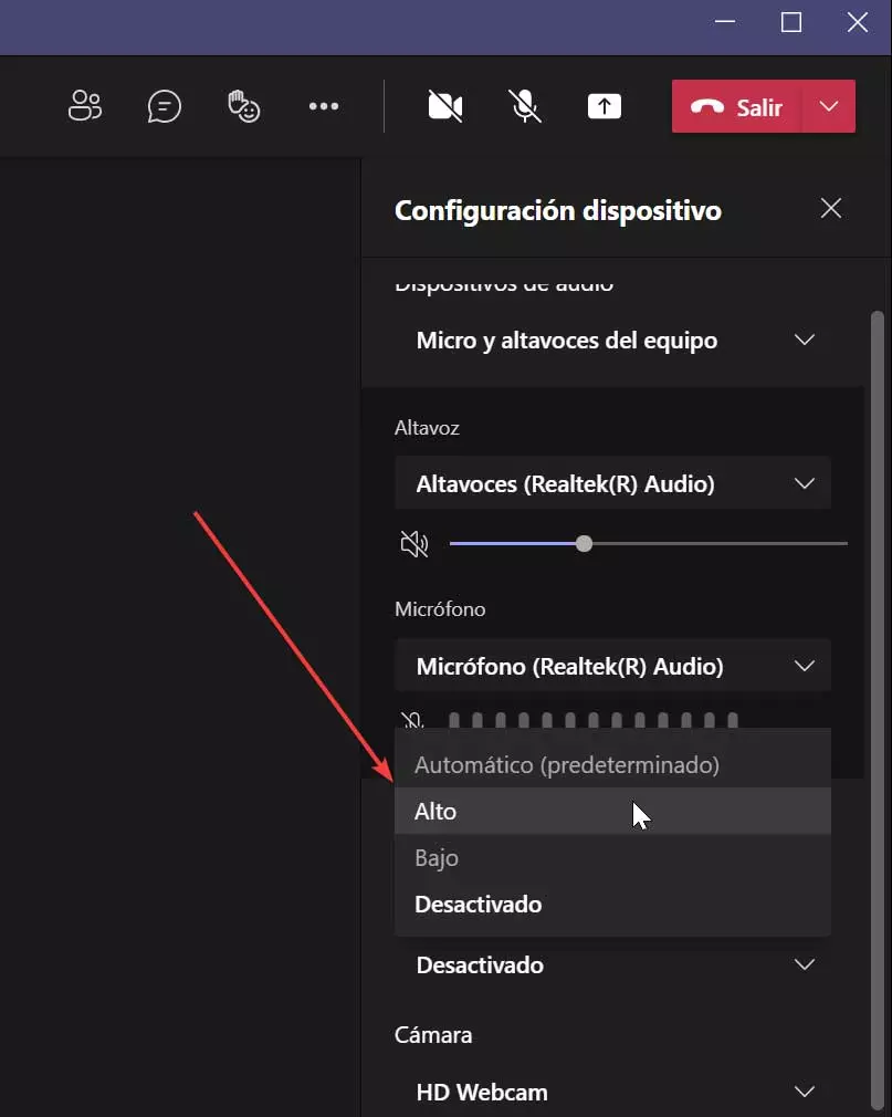Teams noise suppression during call