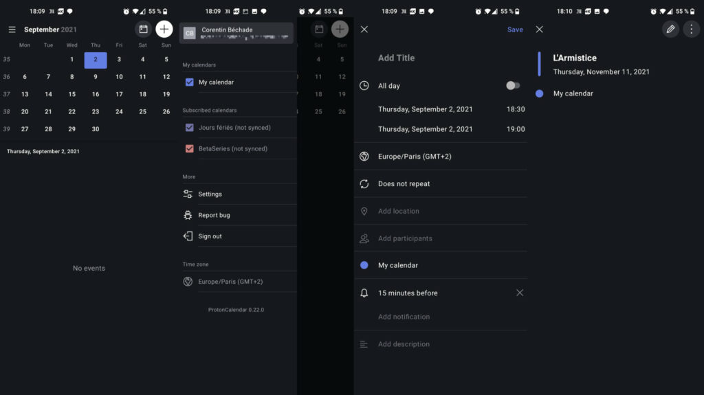 Proton Calendar Android screenshot