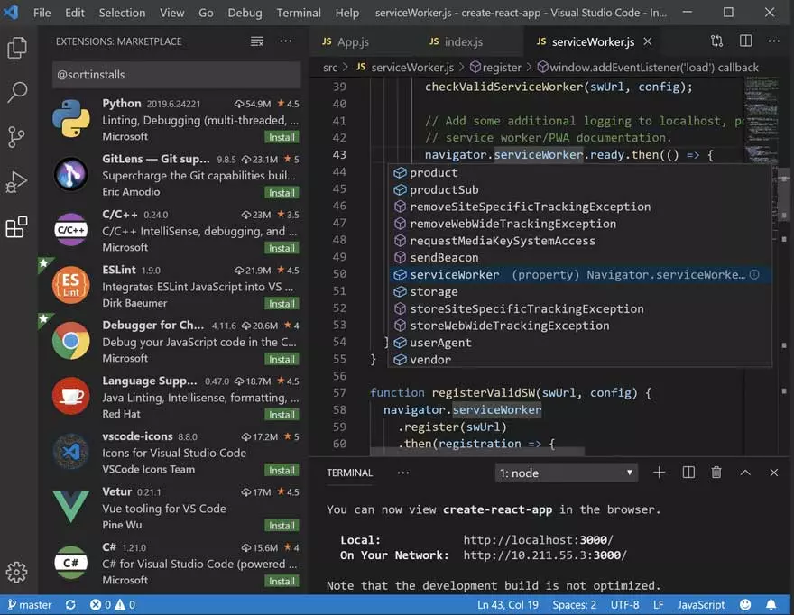 Visual Studio Code interface