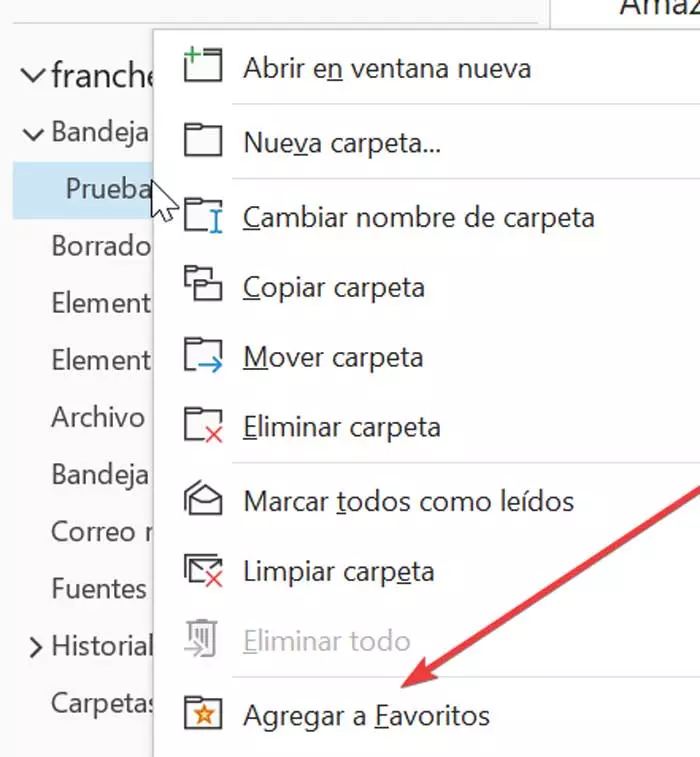 Outlook add to favorites