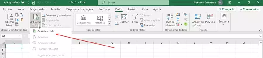 Excel update all