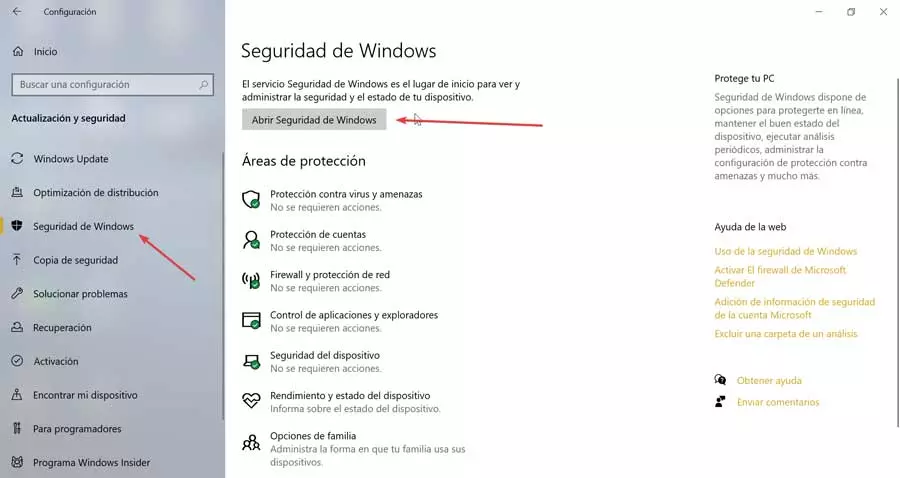 Open Windows 10 security
