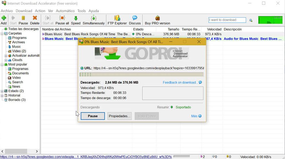 Internet Download Accelerator downloading a file