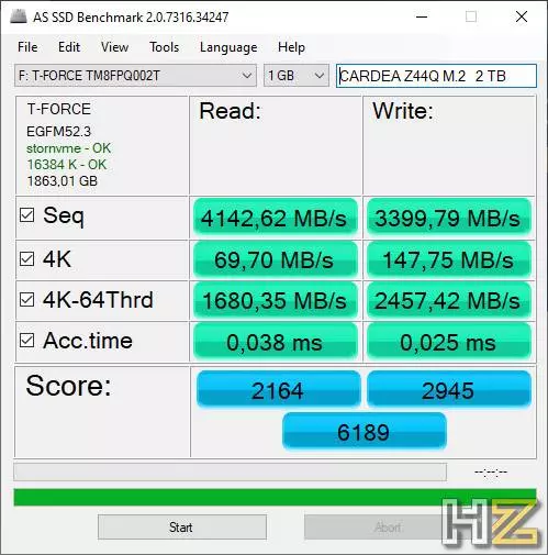 Z44Q SSD M.2 PCIe tests 2