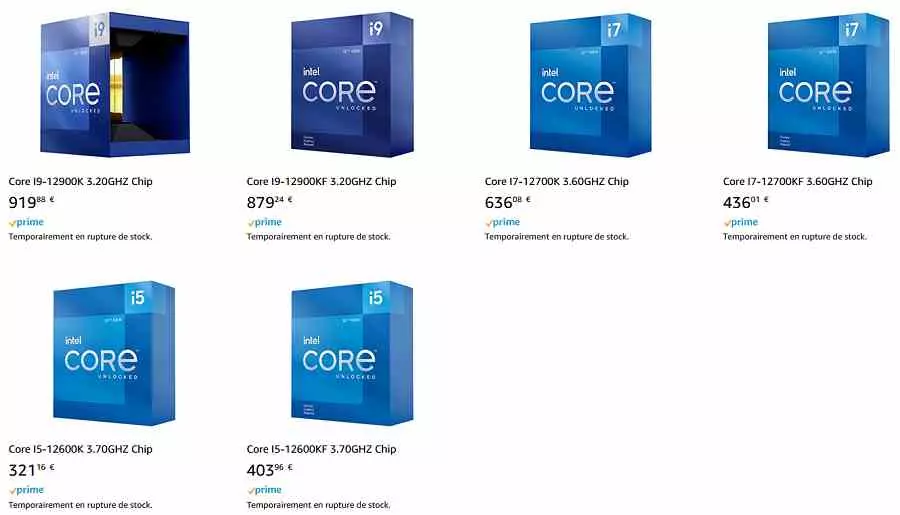 Intel Core 12 prices Amazon France