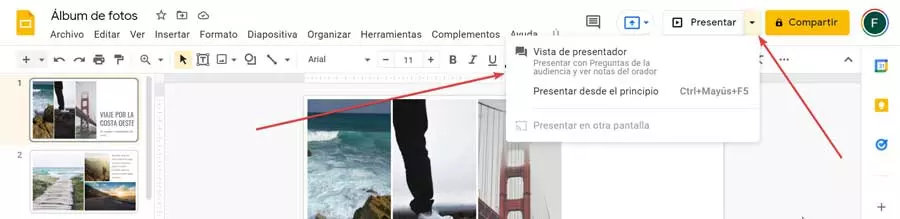 Google Slides presenter view