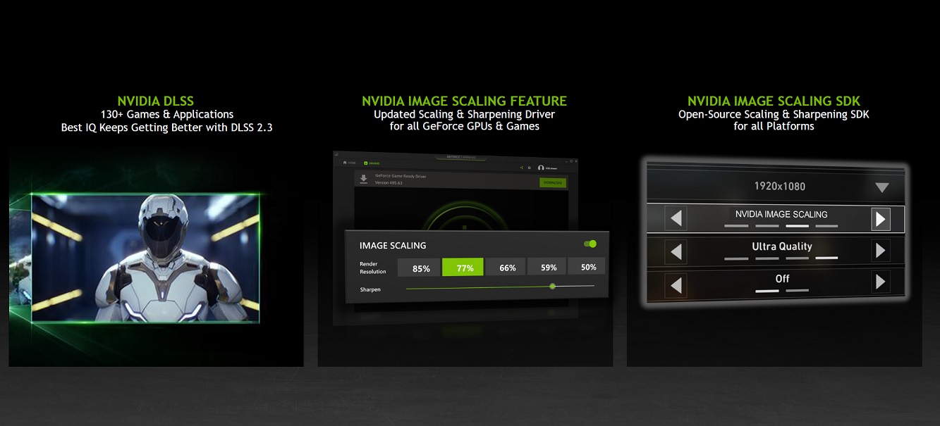 NVIDIA introduces DLSS 2.3 and improved spatial rescaling that does not require tensor 50 cores