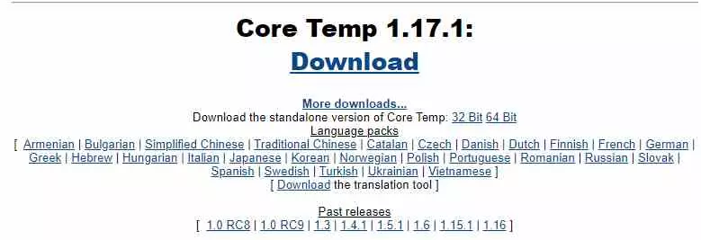Core Temp website download