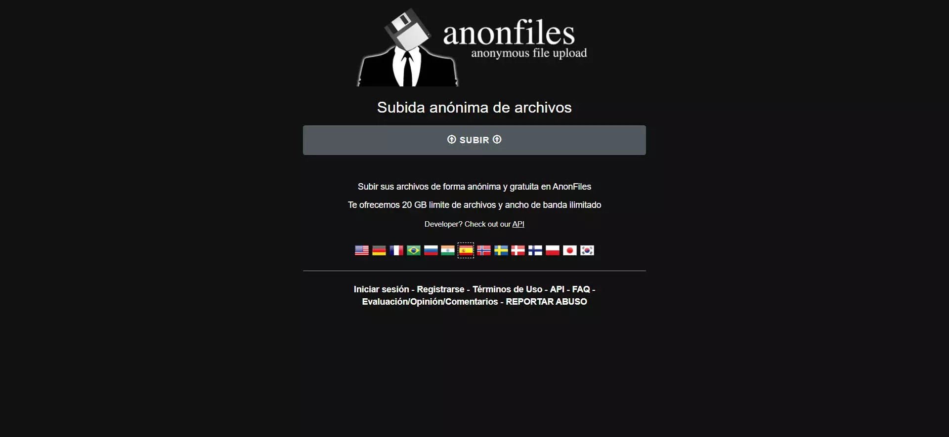 Upload files with Anonfiles