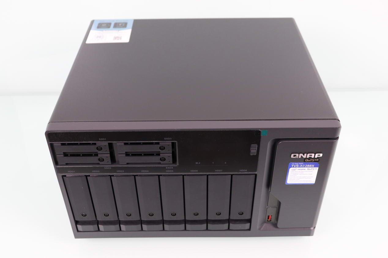 Upper zone of the QNAP TVS-h1288X NAS server in all its glory