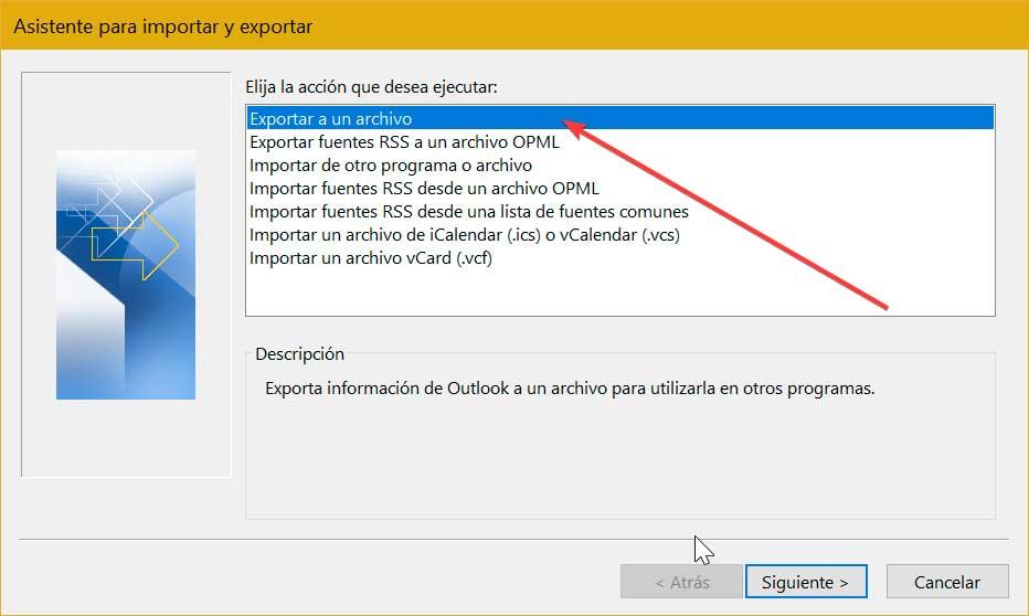Outlook export a file