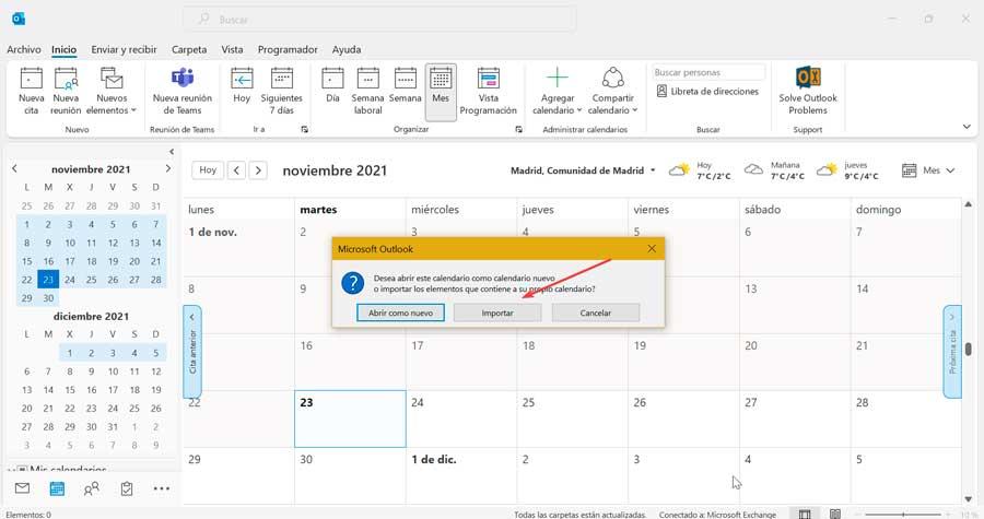 Outlook calendar import