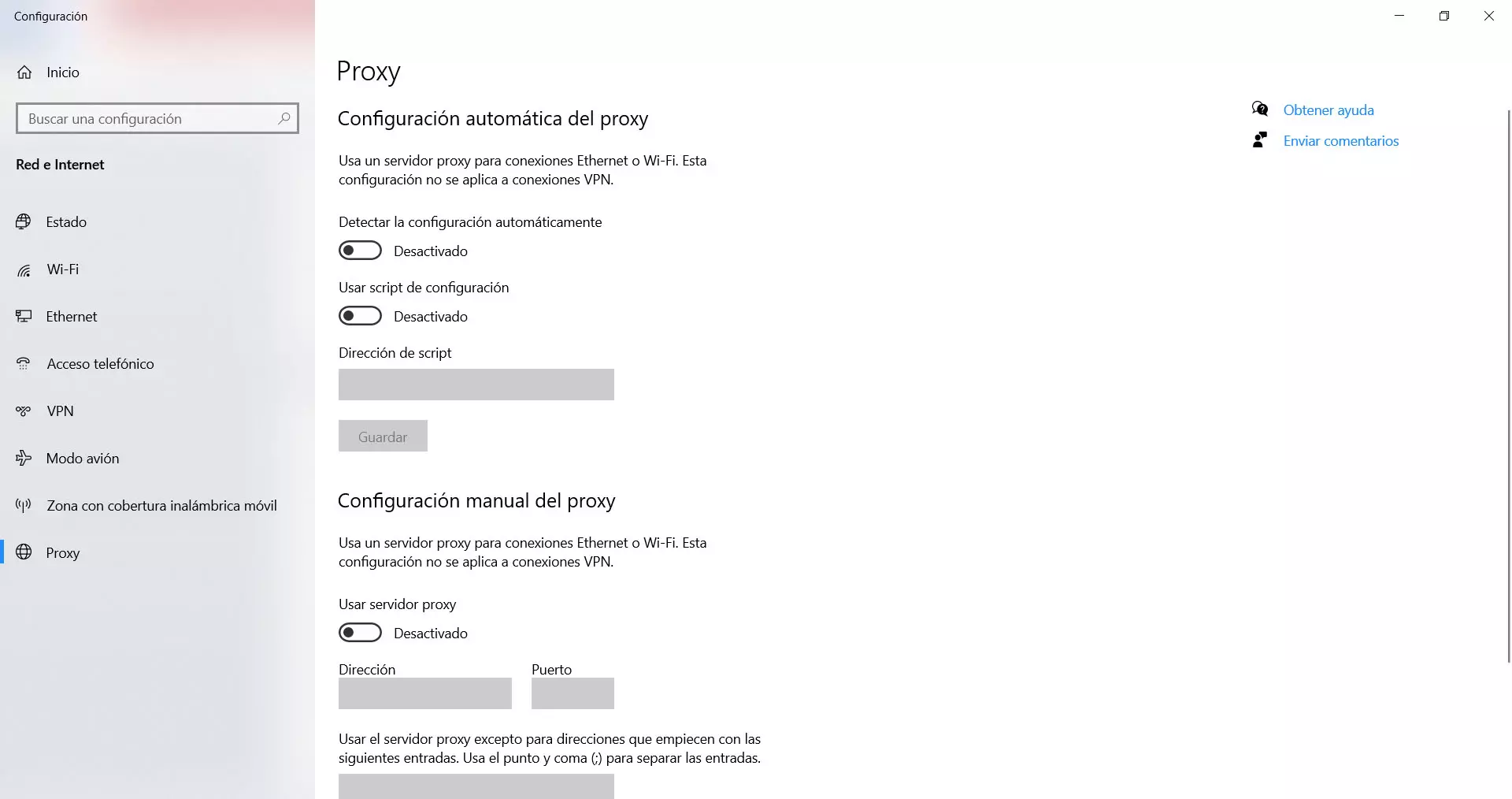 Proxy configuration in Windows