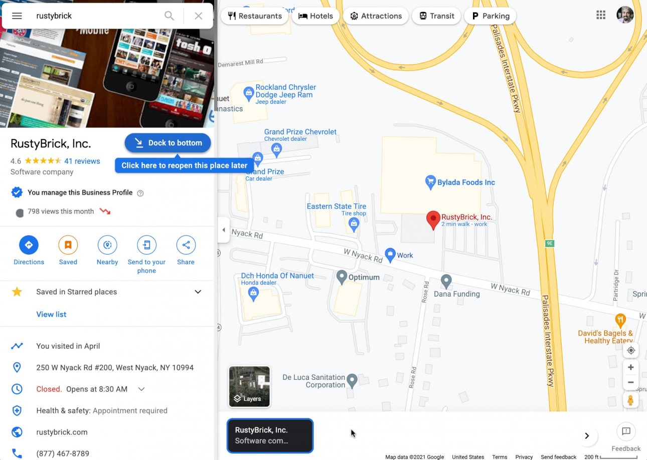 google maps pinned address