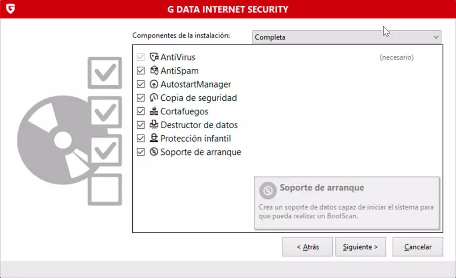 G DATA Internet Security installation components
