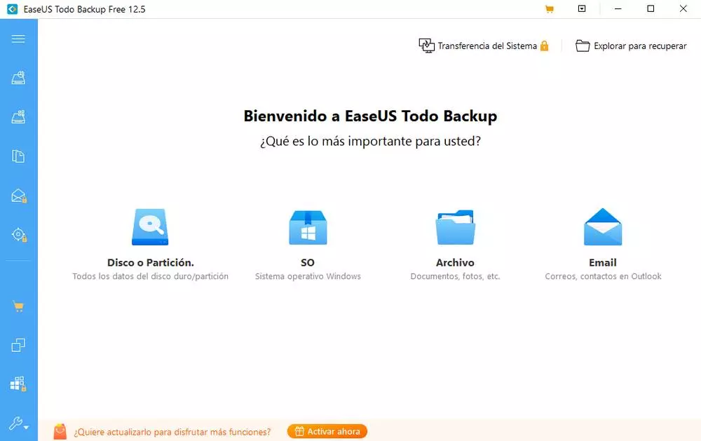 EaseUS Todo Backup Free Home home interface
