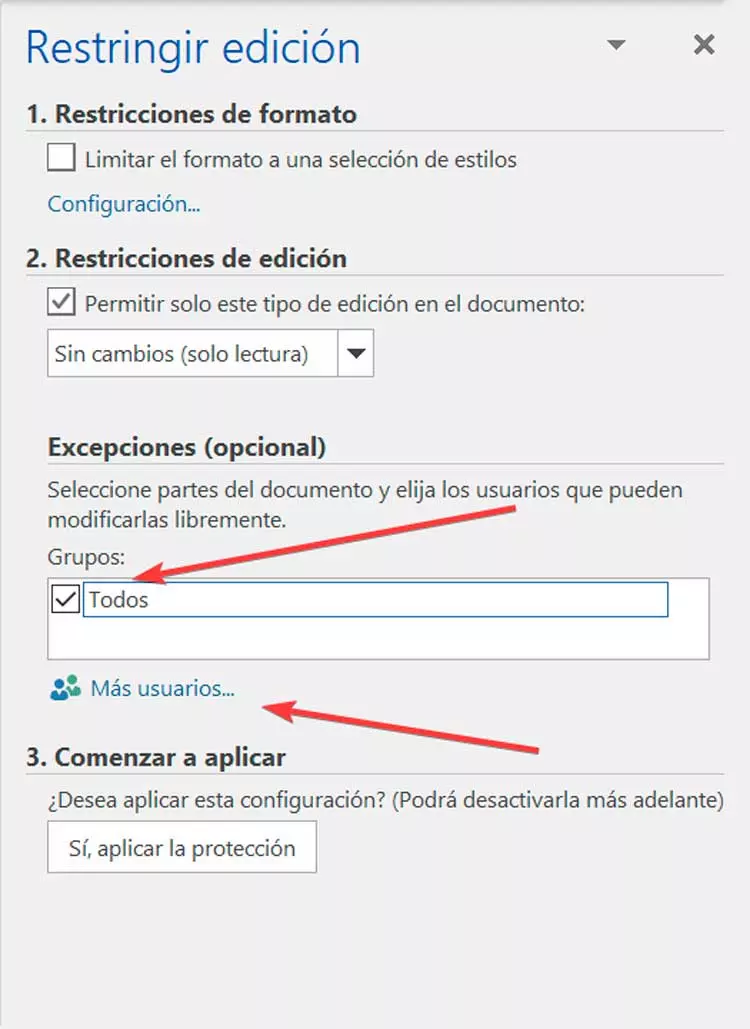 Word restrictions add exception