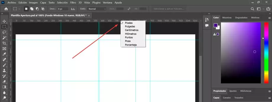 Photoshop ruler view