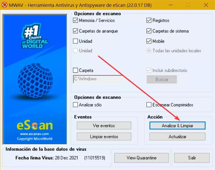 eScanAV Anti-Virus Toolkit scan and clean