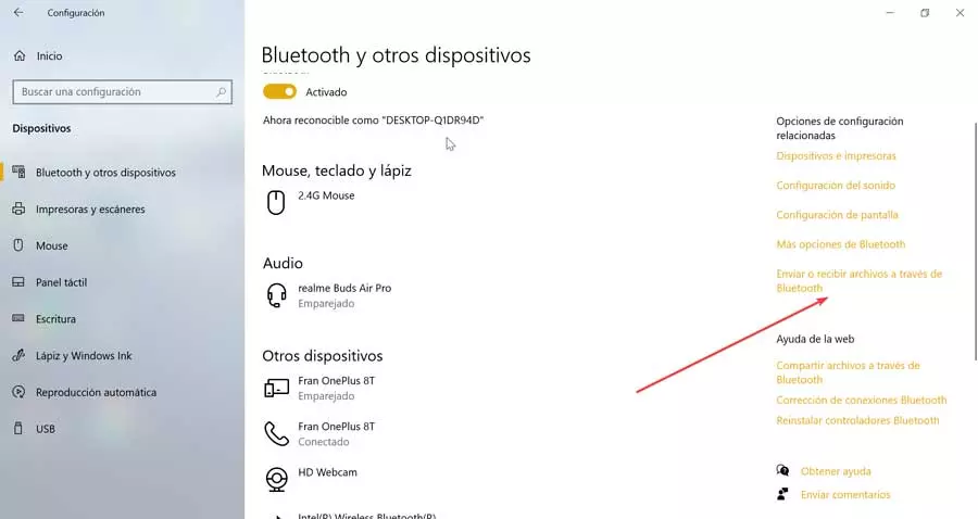 Send or receive files via Bluetooth in Windows 10 Settings