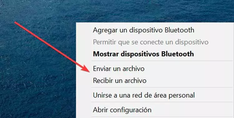 Send file from Bluetooth button in Windows 10