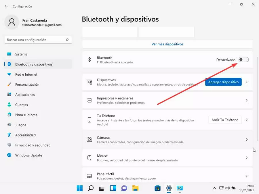 Turn on Bluetooth from Settings in Windows 11
