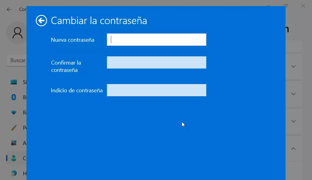 New password in Windows 11