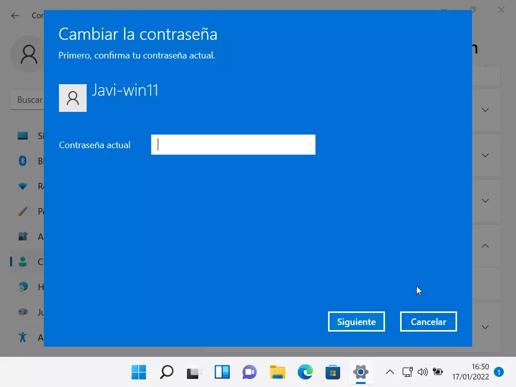 Steps to change the password in Windows