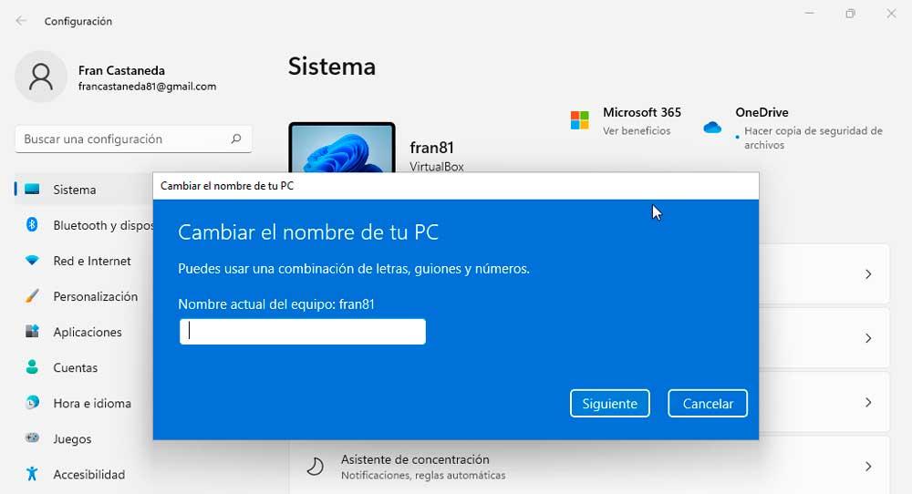 Windows 11 rename your PC