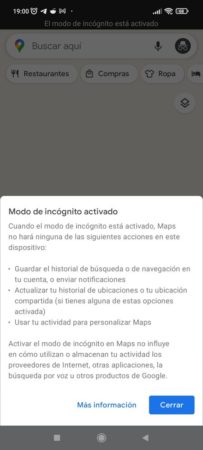 Activate incognito mode in Google Maps for Android