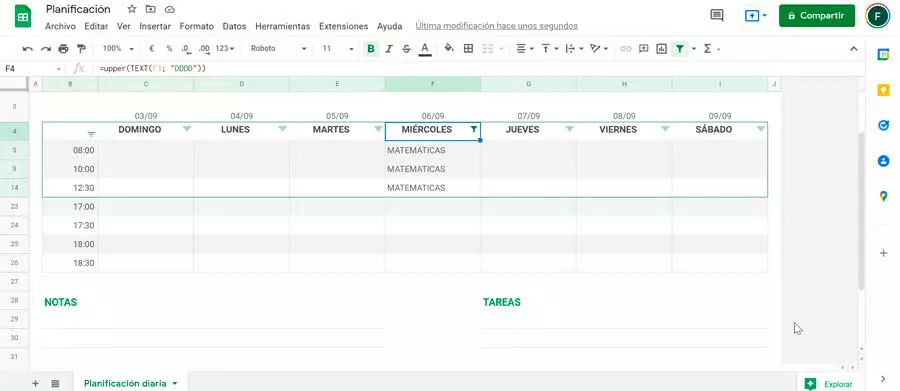 Google Sheets filtered data in table