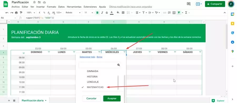 Filter table data in Google Sheets