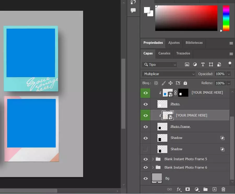 Layers of a template in Photoshop