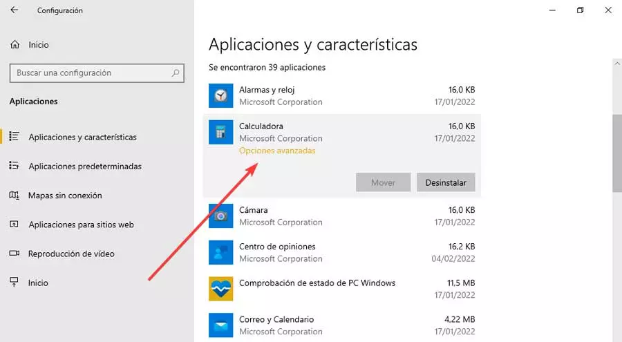 Windows 10 Apps and advanced options