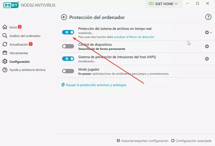 ESET disable real-time protection