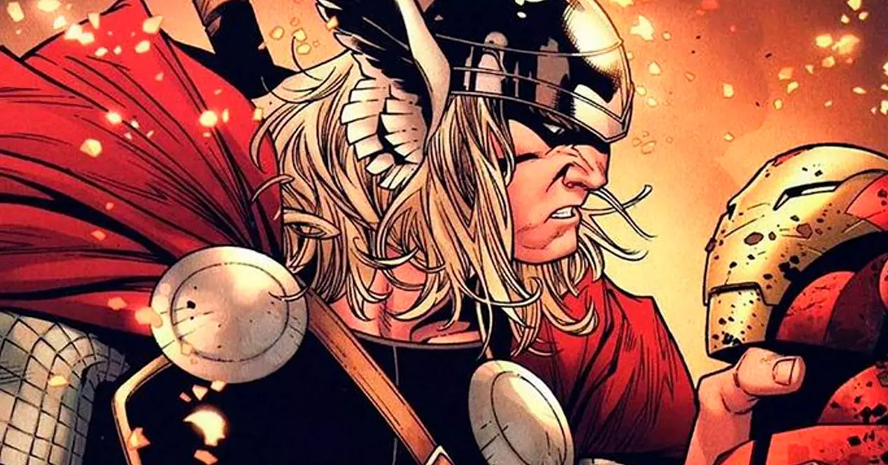 Thor grabbing Ironman by the neck.