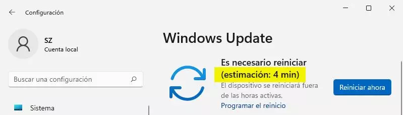 Estimated time to update Windows 11 on Windows Update
