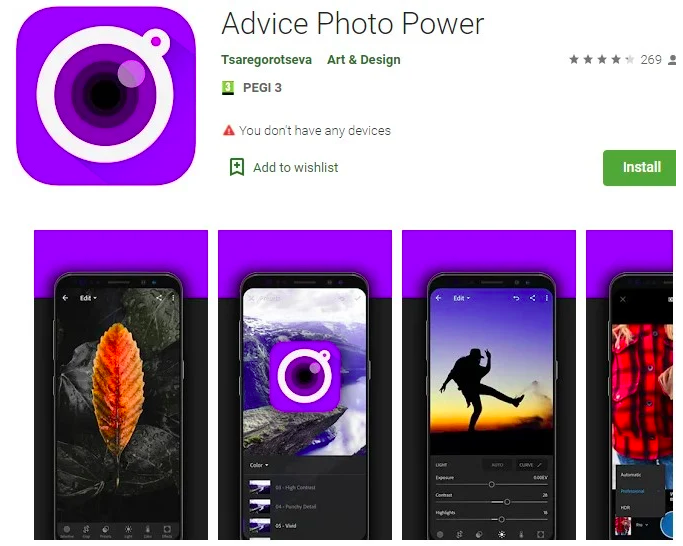 Advice Photo Power - fake app on Play Store