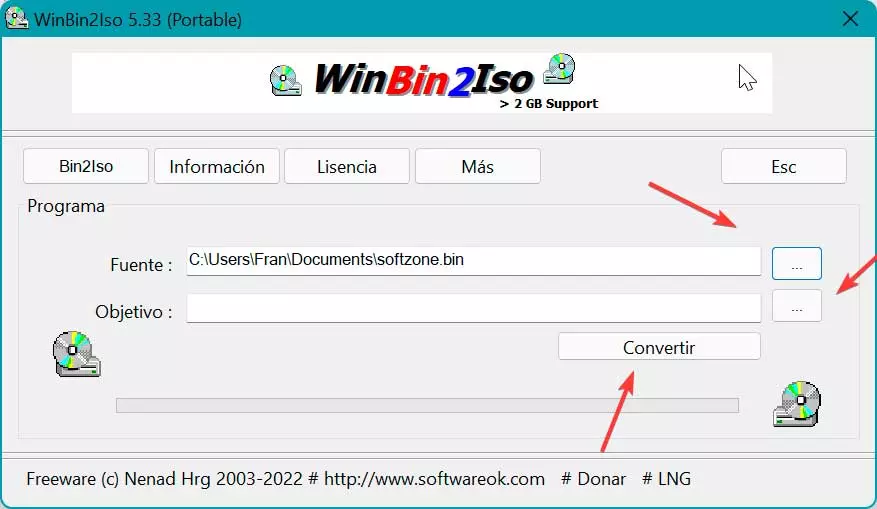 WinBin2Iso convert from BIN to ISO